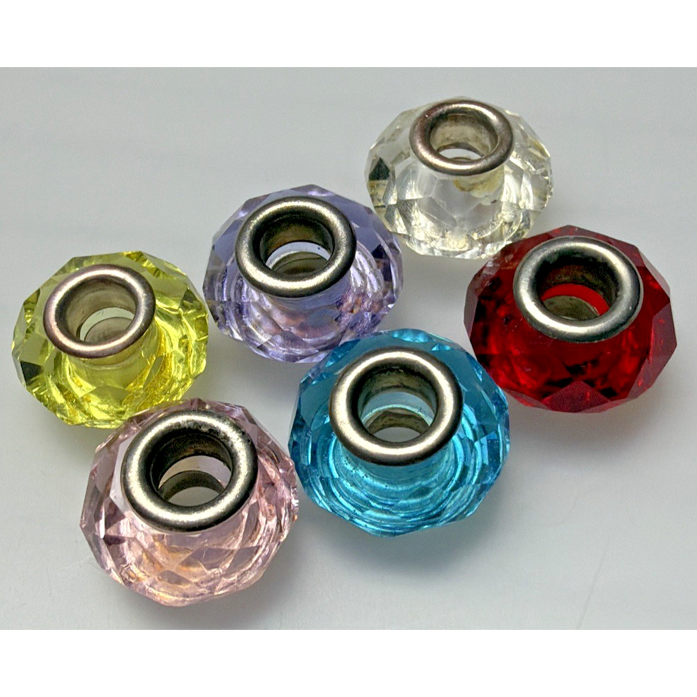Lot of 6 Birthstone Faceted Bead Charms Spacers As Is
